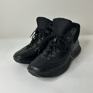 Prada Sport Leather Hiking Boots Womens 8.5 Black Lace Up Combat Chunky Grunge